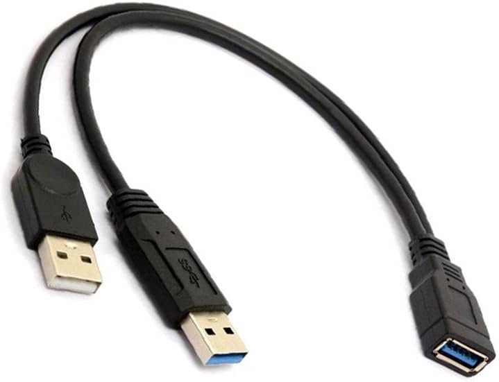 ALINNA Black USB 3.0 Female to Dual USB Male Extra Power Data Y Extension Cable