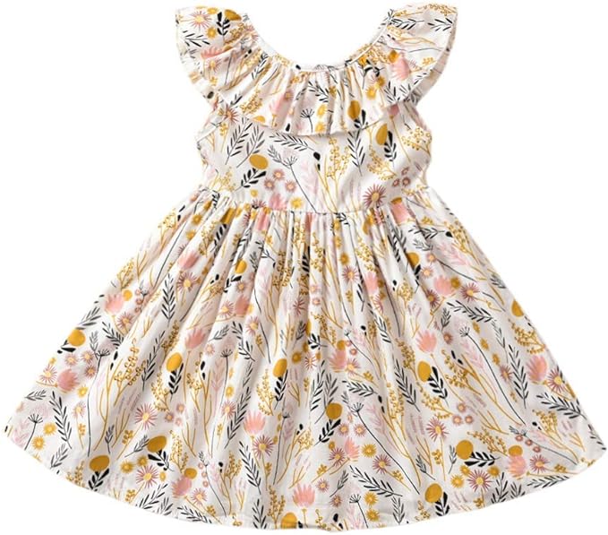 Toddler Baby Girl Sun Dress Wildflower Floral Seaside Beach Dress