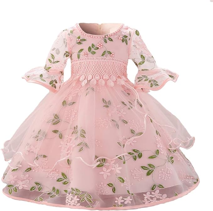 Myosotis510 Girls’ Lace Princess Wedding Baptism Dress