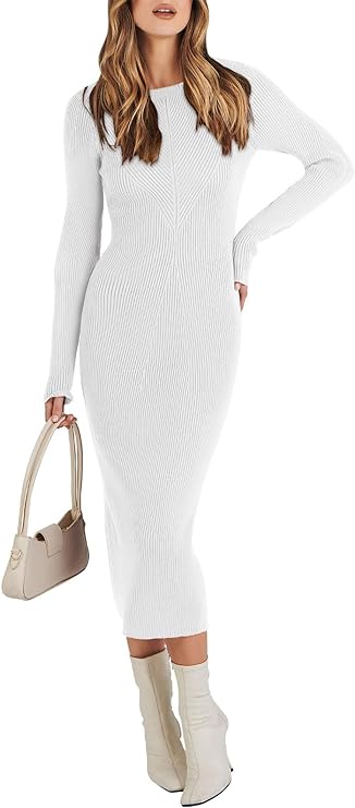 ANRABESS Women’s 2023 Trendy Long Sleeve Sweater Dress