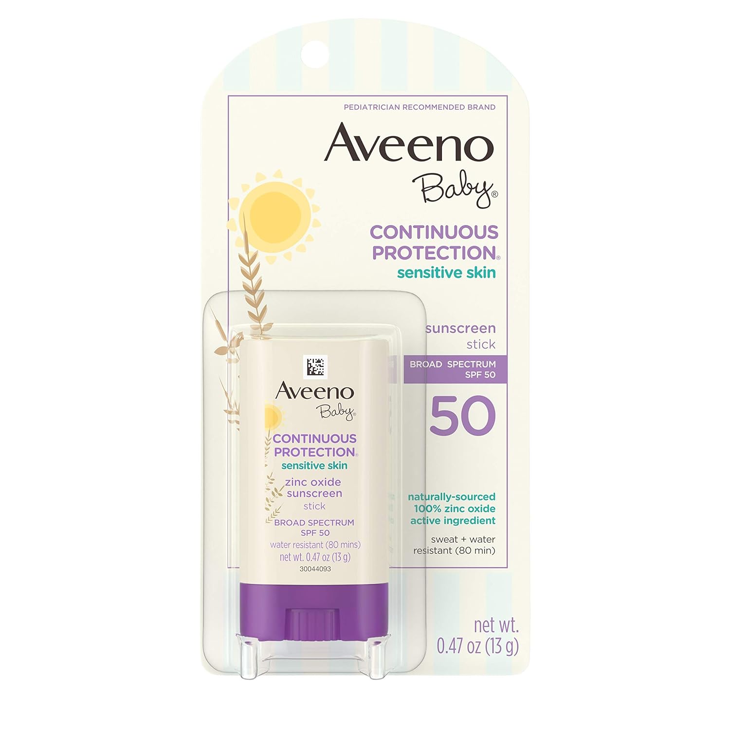 Aveeno Baby Continuous Protection Mineral Sunscreen Stick for Sensitive Skin