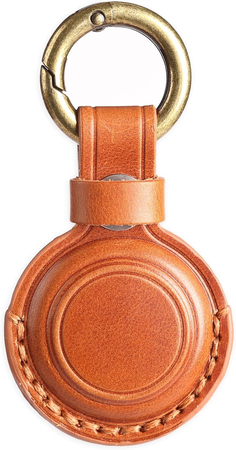 KEEPXYZ Genuine Leather Airtag Holder Suitable for Apple Airtag Keychain Leather