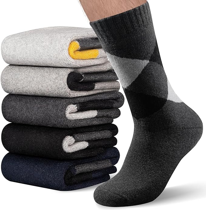 Reamphy 5 Pack Men’s Merino Wool Socks Winter