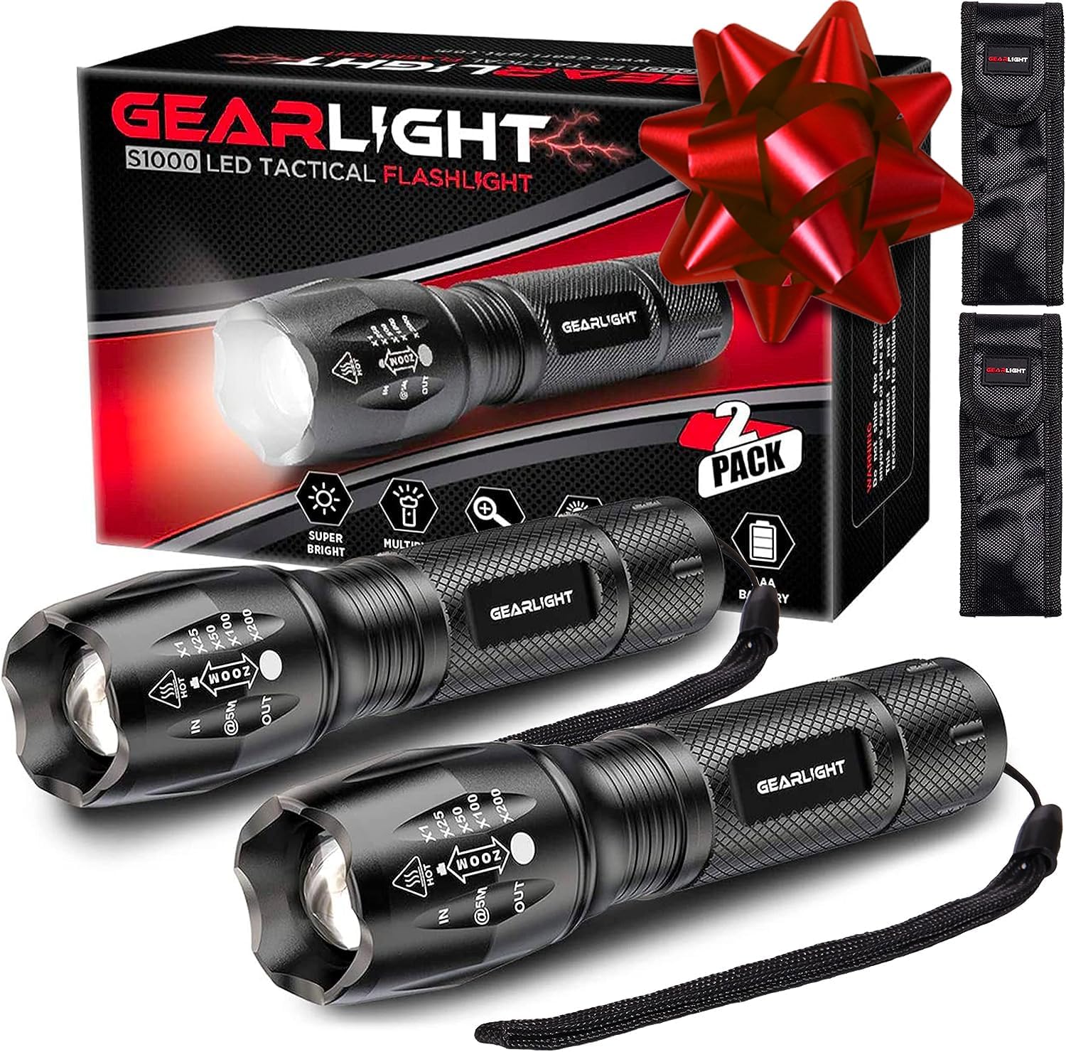 GearLight 2pack S1000 LED Flashlights High Lumens