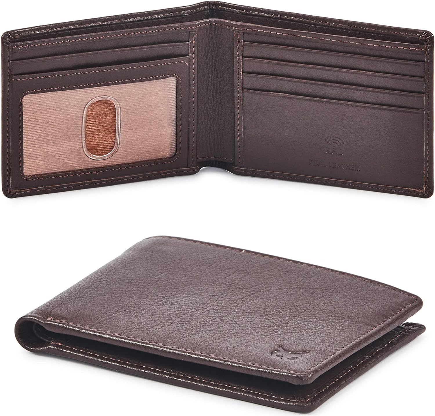 Wise Owl Accessories Real Leather Mens Bifold Wallet