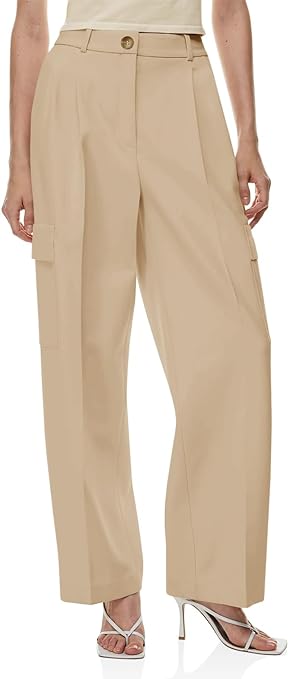 Cicy Bell Women’s Dress Cargo Pants High Waisted Wide Leg Work Casual Trousers