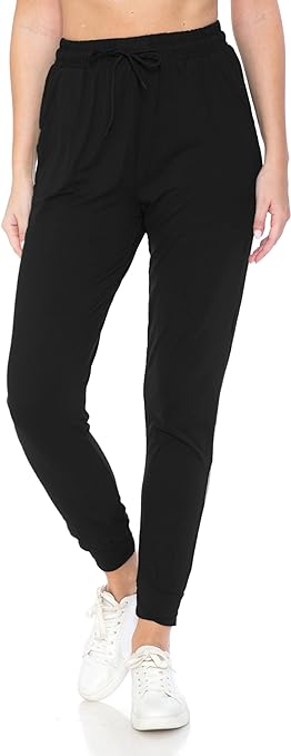 Leggings Depot Women’s Relaxed-fit Jogger Track Cuff Sweatpants