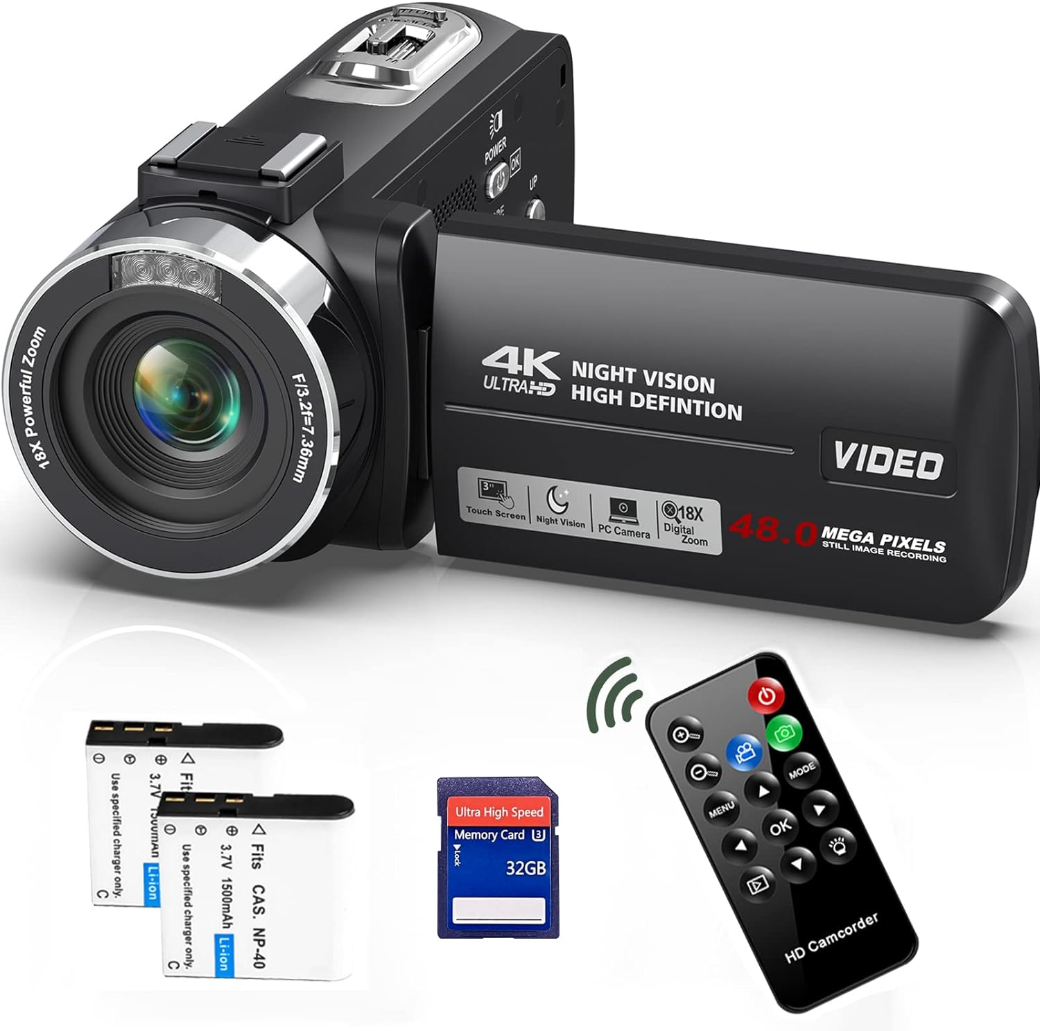 SPPRANDOM 4K Video Camera Camcorder 48MP 18X Digital Zoom