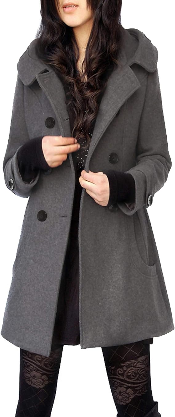 Tanming Women’s Warm Double Breasted Wool Pea Coat