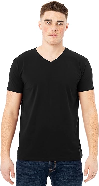 X RAY Men’s Soft Cotton Solid Slim Fit Stretch Short Sleeve V-Neck T-Shirt
