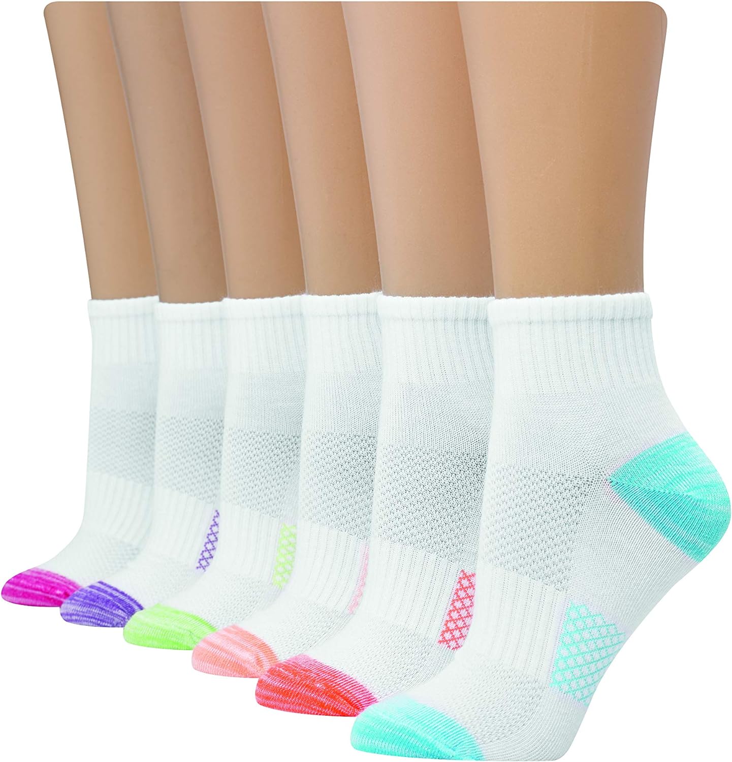 Hanes Women’s 6-Pair Lightweight Breathable Ventilation Ankle Socks
