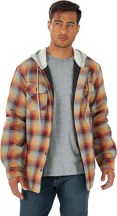 Wrangler Authentics Men’s Long Sleeve Quilted Lined Flannel Shirt Jacket