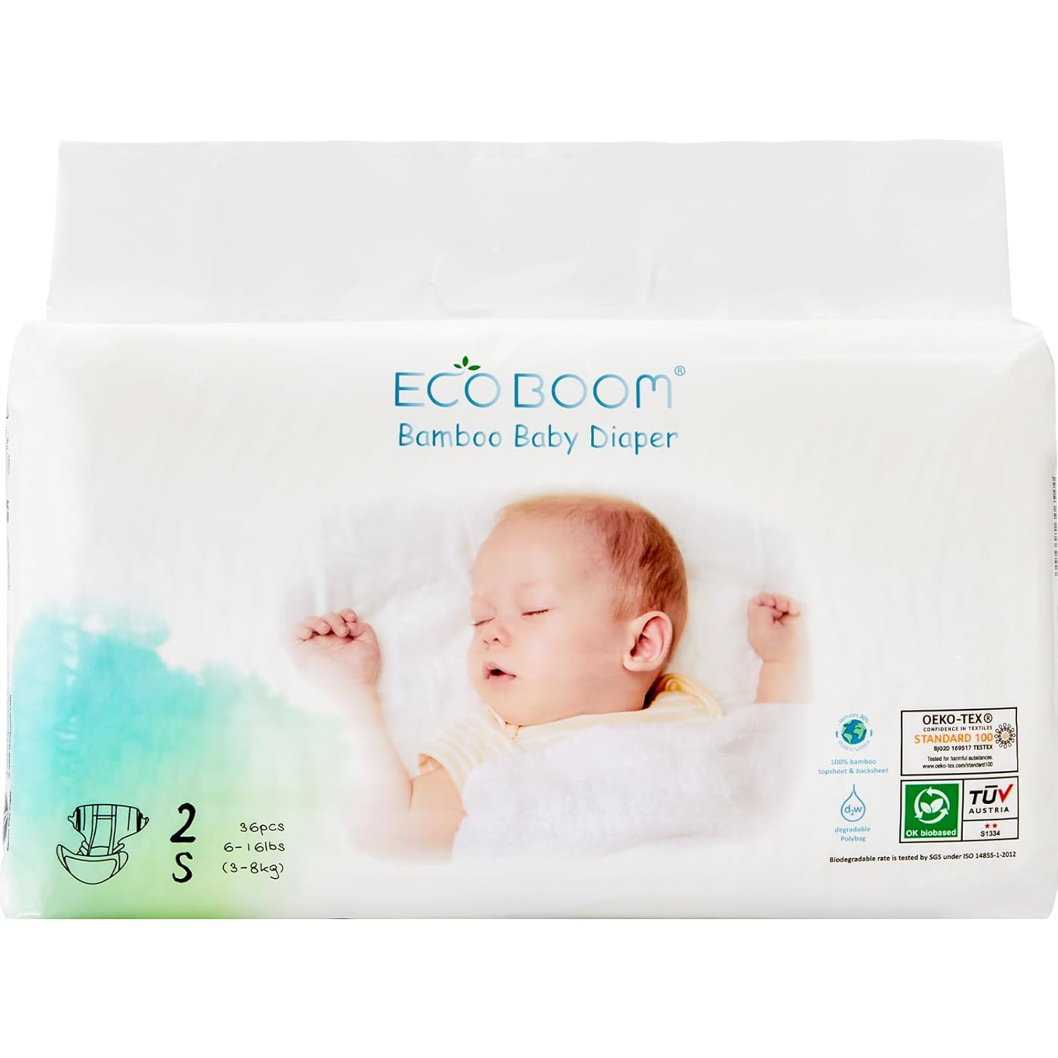 ECO BOOM Bamboo Viscose Baby Diapers 100% Natural Safe for Sensitive Skin