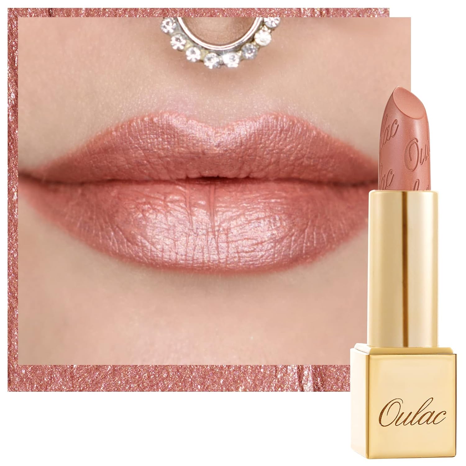 Oulac Metallic Shine Nude Lipstick for Women