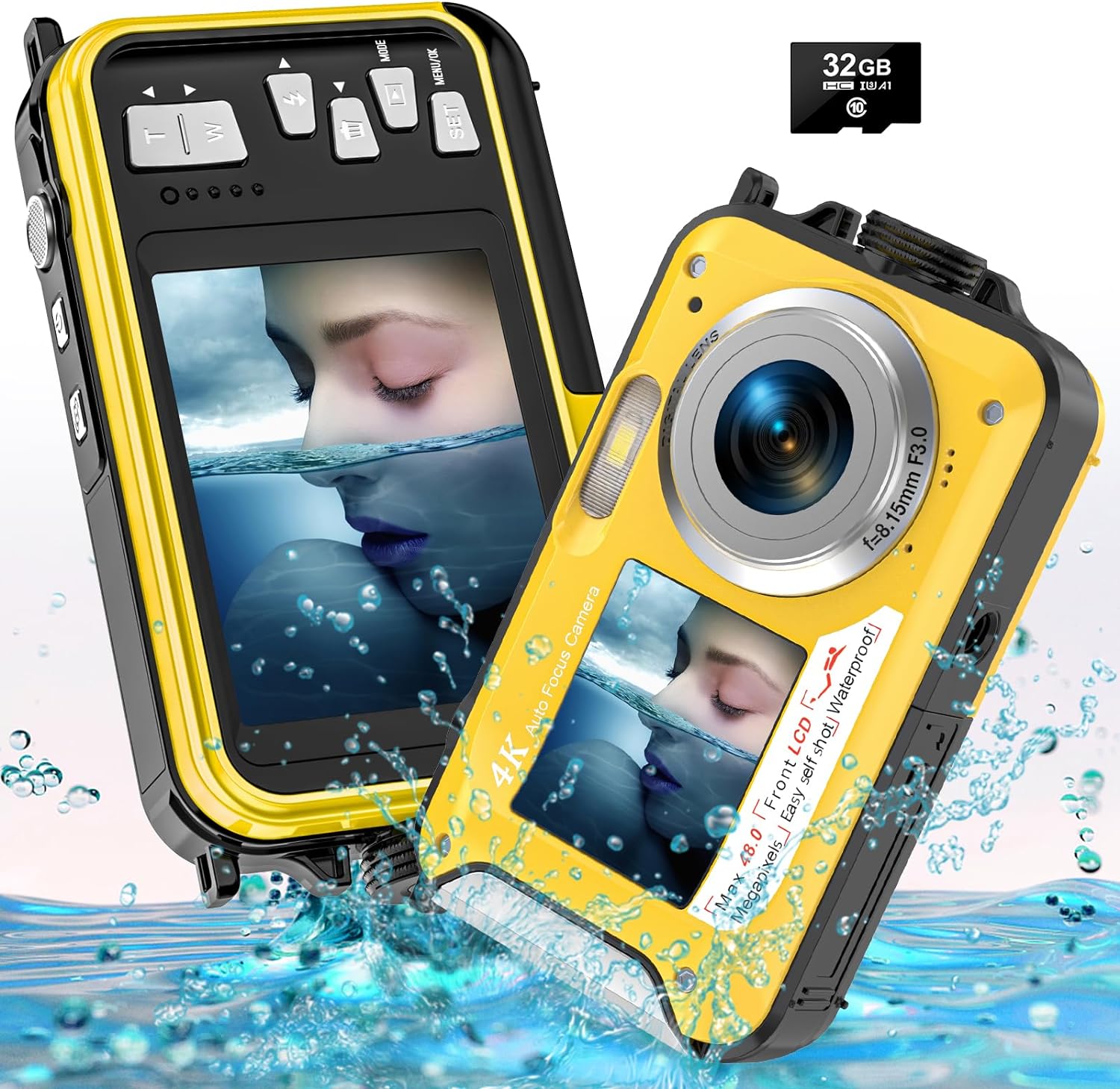 Waterproof Digital Camera 4K 48MP 10FT Underwater Camera