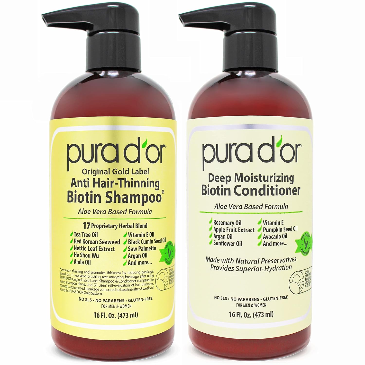 PURA D’OR Anti-Thinning Biotin Shampoo and Conditioner